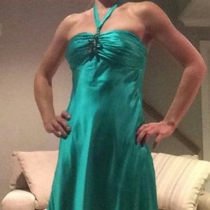 Cache Green Satin Homecoming Dress 4